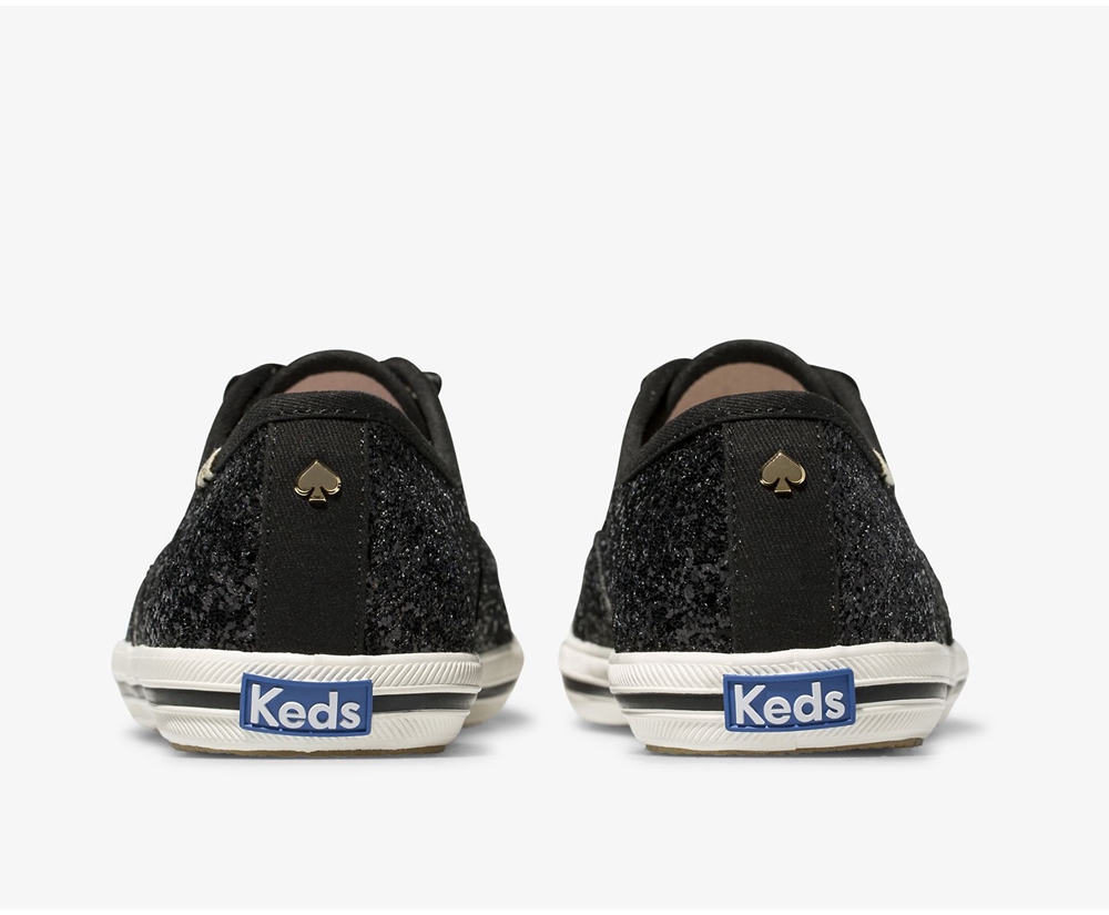 Womens Keds Sneakers - Kate Spade new york Champion Glitter - Black - 4523-LGWKQ